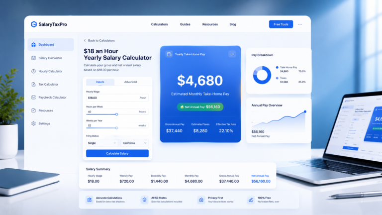 $18 an Hour Yearly Salary: Gross & Net Annual Pay Calculator (2026)