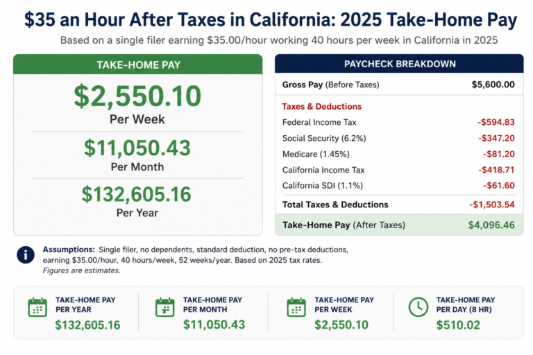 $35 an Hour After Taxes in California: 2025 Take-Home Pay