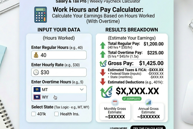 Work Hours and Pay Calculator: Calculate Your Earnings Based on Hours Worked (With Overtime)