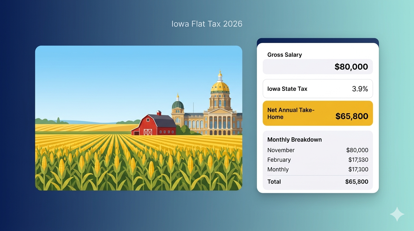 Iowa Salary Tax Calculator 2026 – Calculate Net Pay from Gross Salary