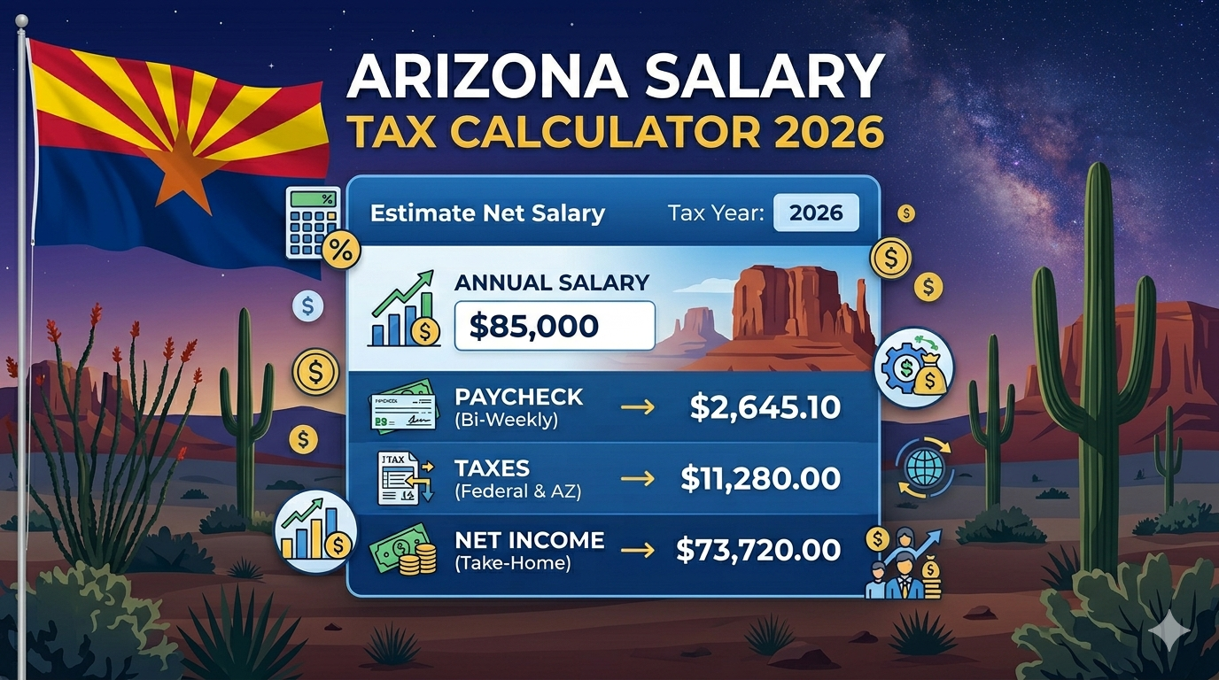 Arizona Salary Tax Calculator 2026 – Calculate Your Paycheck and Take-Home Income
