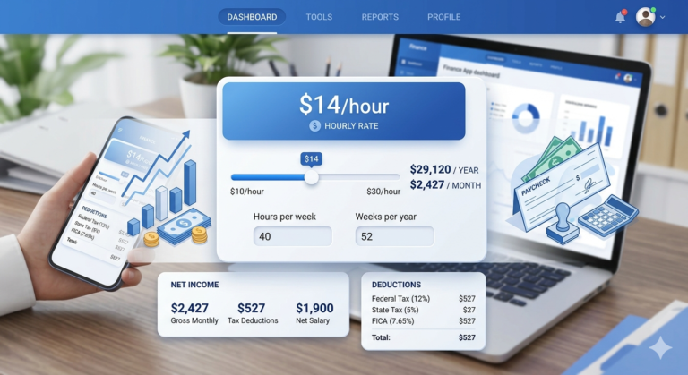$14 an Hour Salary Calculator: Annual, Monthly & After-Tax Income (2026)