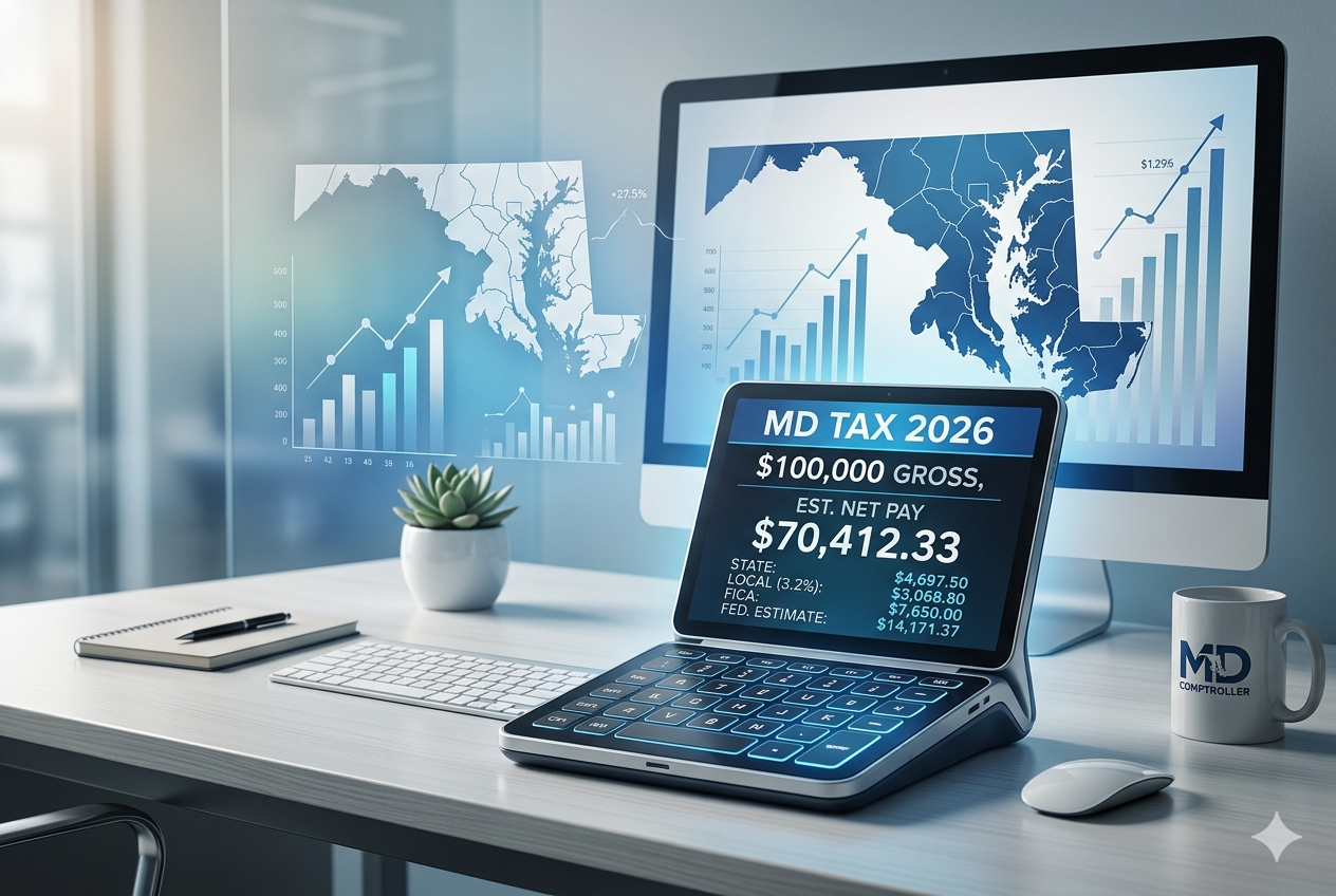 Maryland Salary Tax Calculator 2026 – Estimate Your Real Salary After Taxes