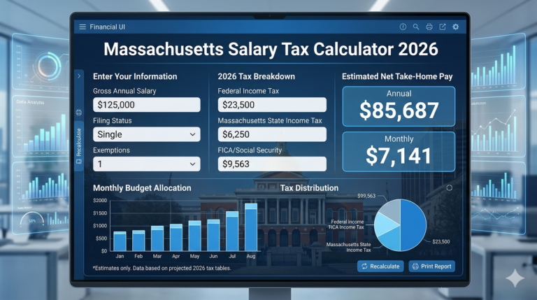 Massachusetts Salary Tax Calculator 2026 – Take-Home Pay and Income Tax Calculator